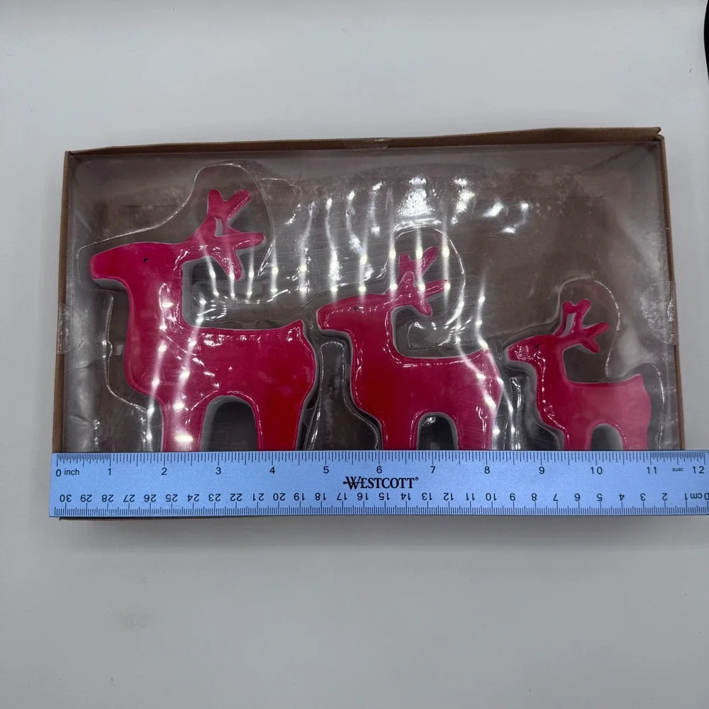 Sullivans Red Ceramic Reindeer Figurines Set of 3 Holiday Decor PN2788
